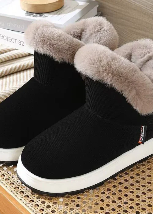 Fuzzy Shoes Boots, Warm, Black